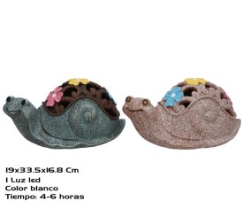 CARACOL C/FLORES 2 SURT LUZ SOLAR LED 33,5X19X16,8