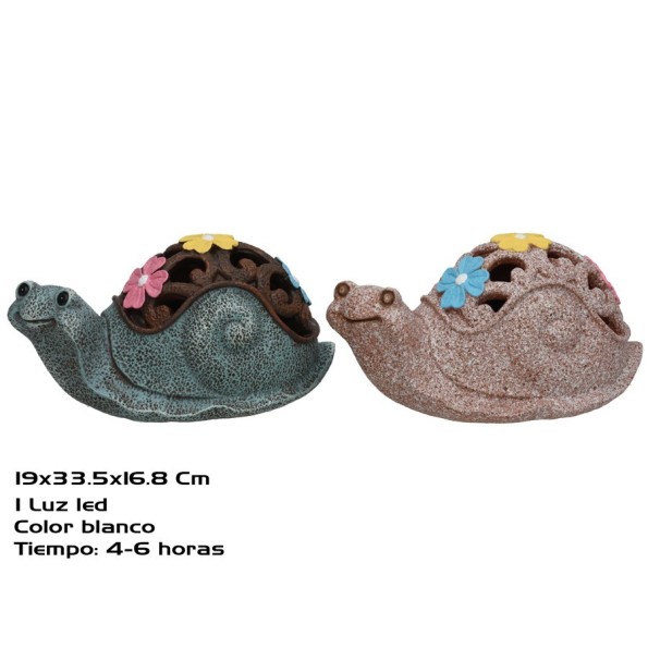 CARACOL C/FLORES 2 SURT LUZ SOLAR LED 33,5X19X16,8