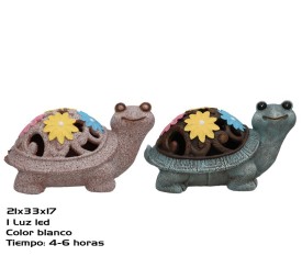 TORTUGA C/FLORES 2 SURT LUZ SOLAR LED 33X21X17 CM