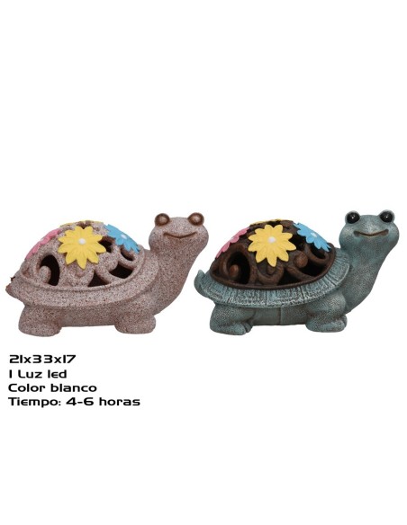 TORTUGA C/FLORES 2 SURT LUZ SOLAR LED 33X21X17 CM 6H