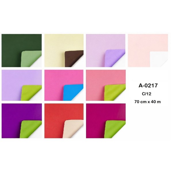 BOBINA POLIPROPILENO OPACO DOBLE CARA 70CMX40M SURTIDO