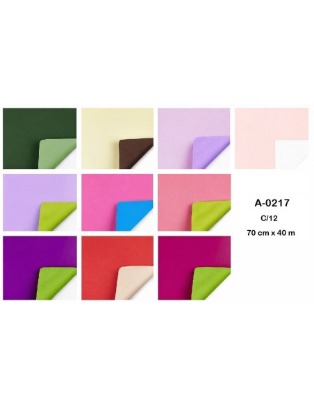 BOBINA POLIPROPILENO OPACO DOBLE CARA 70CMX40M SURTIDO