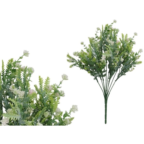 RAMO HELECHO FLOR X 10 - 45 CM (BLANCO)