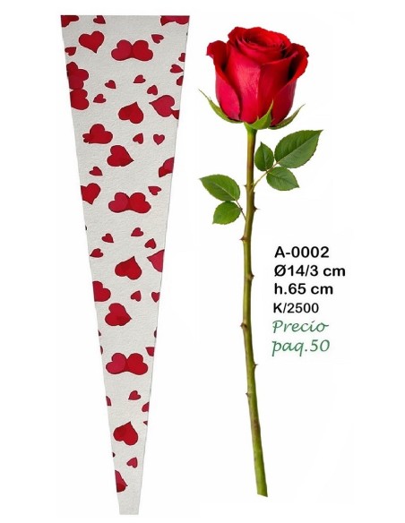 CONO CORAZONES FONDO TRANSPARENTE 50 PZS