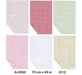 BOBINA POLIPROPILENO OPACO CUADROS VICHY 70CMX40M SURTIDO