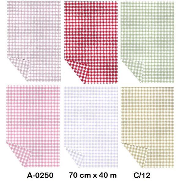 BOBINA POLIPROPILENO OPACO CUADROS VICHY 70CMX40M SURTIDO