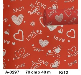 BOBINA POLIPROPILENO CORAZONES 70CMX40M ( PERLATO)