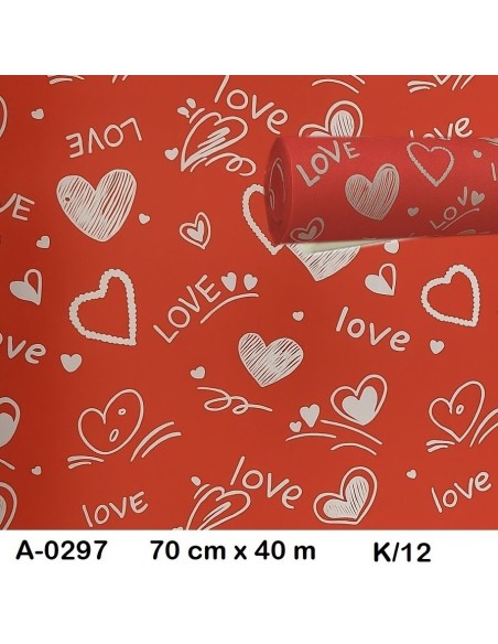 BOBINA POLIPROPILENO CORAZONES 70CMX40M ( PERLATO)