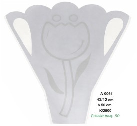 BOUQUET TRANSPARENTE FLOR BLANCO 50PZS (A-0061)