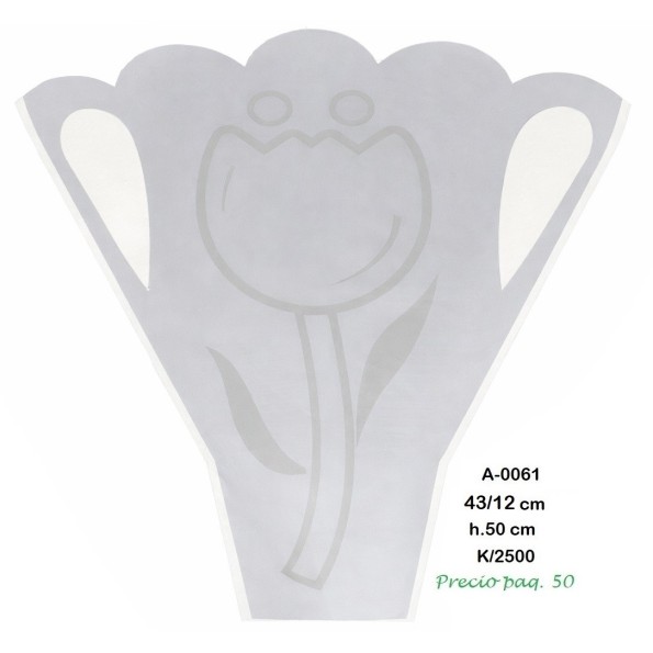 BOUQUET TRANSPARENTE FLOR BLANCO 50PZS (A-0061)