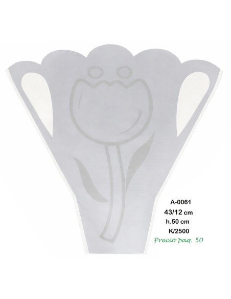 BOUQUET TRANSPARENTE FLOR BLANCO 50PZS (A-0061)