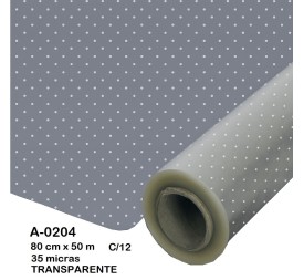 BOBINA POLIPROPILENO PUNTOS BLANCO 80CM X50M (CELOFAN)