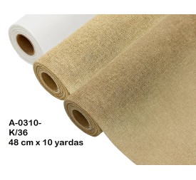 BOBINA TELA YUTE NATURAL 48CM X 10 YARDAS SURTIDO