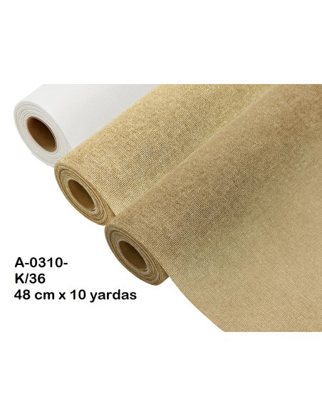 BOBINA TELA YUTE NATURAL 48CM X 10 YARDAS SURTIDO