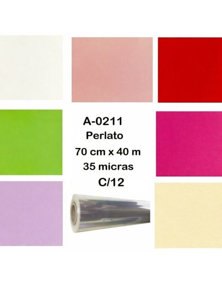 BOBINA POLIPROPILENO OPACO 70CMX40M (PERLATO) BLANCO/VERDE