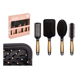 SET 4 CEPILLOS PELO NEGRO ACABADO BAMBU