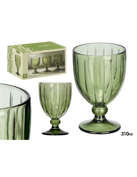 COPA VINO RAYAS 310ML VERDE