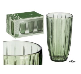 VASO ALTO RAYAS 440ML VERDE