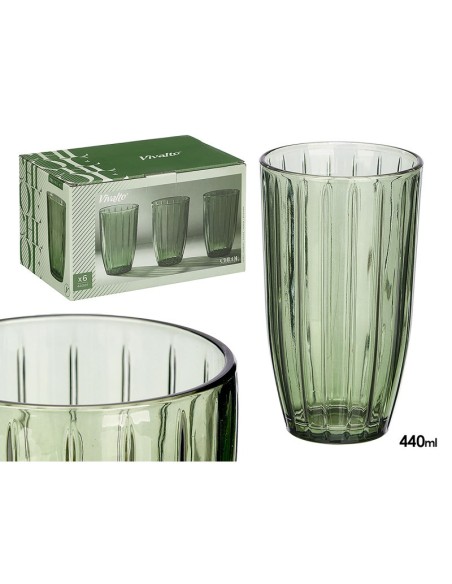 VASO ALTO RAYAS 440ML VERDE