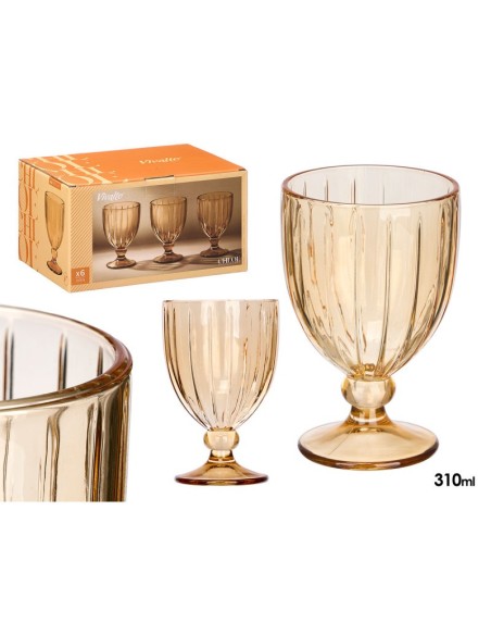 COPA VINO RAYAS 310ML AMBAR