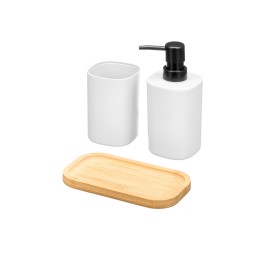 SET DOSIFICADOR VASO BASE BAMBU BLANCO