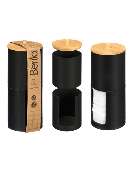 BOTE PLASTICO DOBLE TAPA BAMBU NEGRO