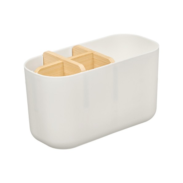 ORGANIZADOR PLASTICO BAMBU 5 HUECOS BLANCO