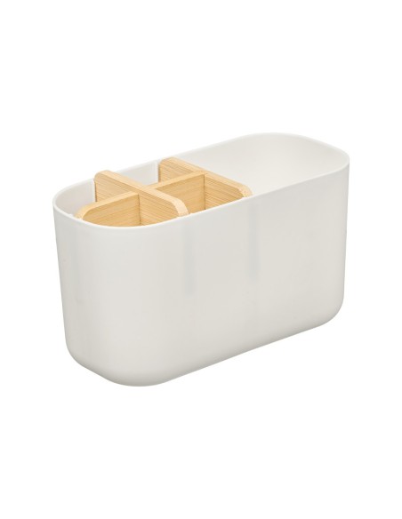 ORGANIZADOR PLASTICO BAMBU 5 HUECOS BLANCO