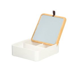 ORGANIZADOR PLASTICO ESPEJO BAMBU BLANCO