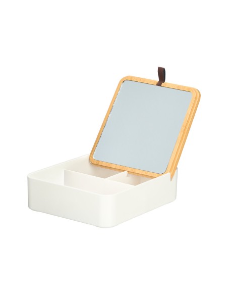 ORGANIZADOR PLASTICO ESPEJO BAMBU BLANCO