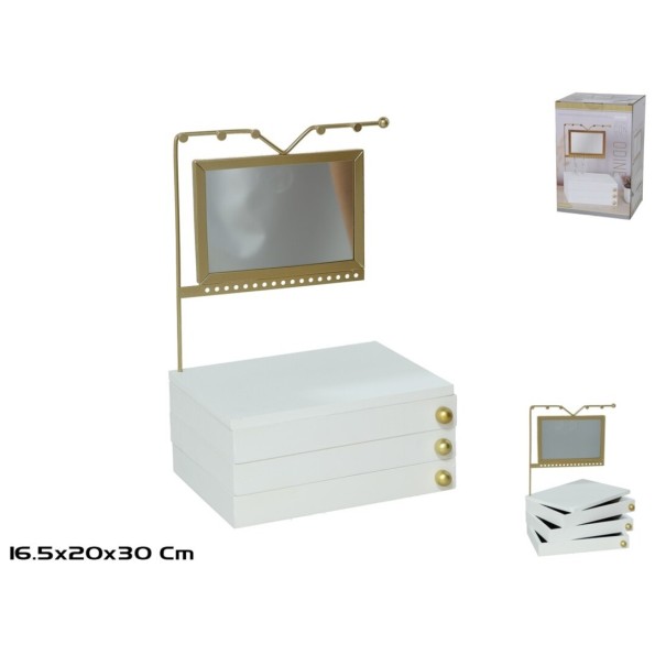 JOYERO 3/CAJONES C/ESPEJO ODINE 20X16,5X30CM