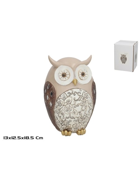 BUHO ESCALONA 13X12.5X18.5CM MARRON