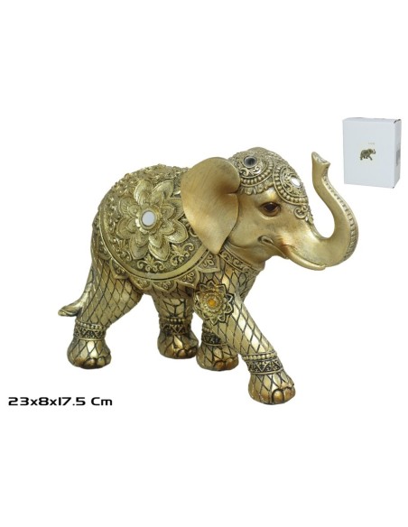 ELEFANTE FELIZ ALHAJA 23X8X17.5CM ORO