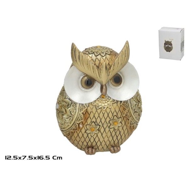 BUHO REAL ALHAJA 12.5X7.5X16.5CM ORO