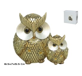 MAMA BUHO Y BEBE ALHAJA 16.5X7X15.5CM ORO