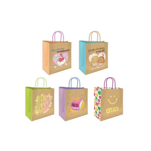 BOLSA KRAFT MENSAJES 26x8x24CM