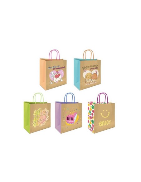 BOLSA KRAFT MENSAJES 26x8x24CM