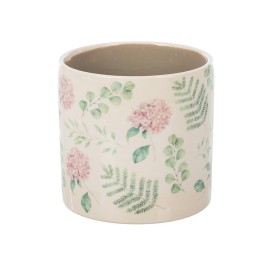 MACETA CRAQUELADA CREMA HORTENSIA ROSA D14 H13,5 CERÁMICA