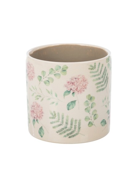 MACETA CRAQUELADA CREMA HORTENSIA ROSA D14 H13,5 CERÁMICA
