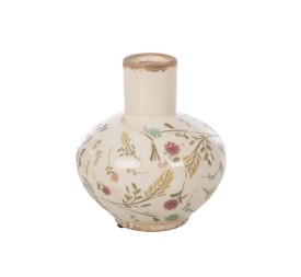 AMPOLLA REDONDA CRAQUELADA CREMA FLORES/HOJAS D11 H12,5 (6PACKS X 4PCS) CERÁMICA