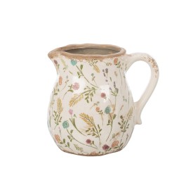 JARRA CRAQUELADA CREMA FLORES Y HOJAS 16X13 H15,5 CERÁMICA