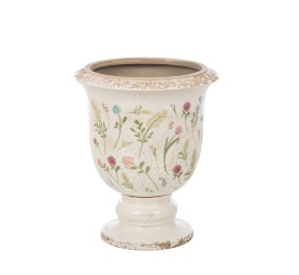 CENTRO DE MESA CRAQUELADO CREMA FLORES Y HOJAS D17 H21 CERÁMICA