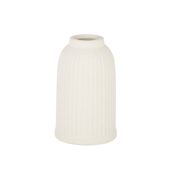 JARRON LÍNEAS VERT. BLANCO CUELLO ESTRECHO D3,5/8,5H14,5 TERRACOTA