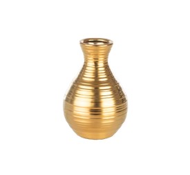 PORTAFLORES ORO CUELLO ESTRECHO LÍNEAS HORIZONTALES D2,5/9,5 H14 TERRACOTA