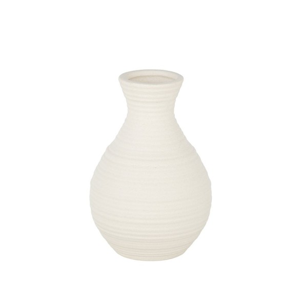 PORTAFLORES BLANCO CUELLO ESTRECHO LÍNEAS HORIZONTALES D2,5/9,5 H14 TERRACOTA