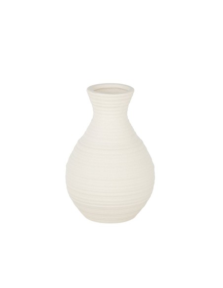 PORTAFLORES BLANCO CUELLO ESTRECHO LÍNEAS HORIZONTALES D2,5/9,5 H14 TERRACOTA