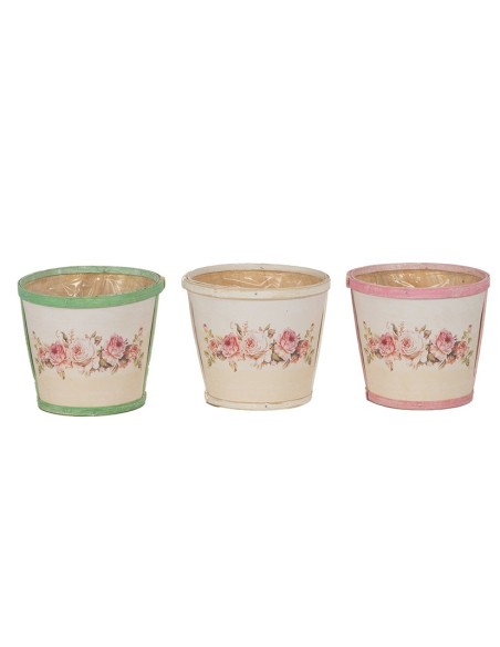 MACETA CONICA 3MIX COL BORDE COLORIDO D17 H14.5 MADERA (BLIST 6)