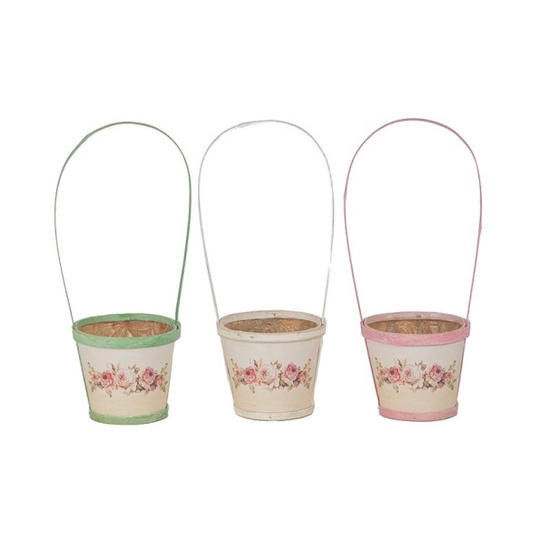 MACETA CON MANGO 3MIX COL BORDE COLORIDO D12 H10.5/32 MADERA (BLIST 6)