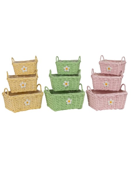 CESTAS  S/3 MARGARITA 3MIX COL S 21X15 H11-B 32X24 H15 MIMBRE