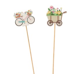 PICK S/12 2 MIX DES BICI Y CARRETILLA CON FLORES 7X7 H50 MADERA